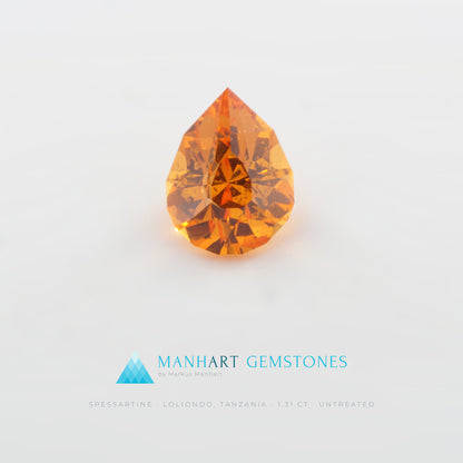 Spessartin 1,31 ct im Tropfenschliff aus Loliondo, unbehandelt